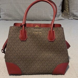 Michael Kors Red and Brown Satchel